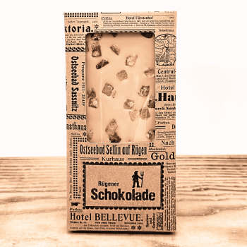 weiße Schokolade mit Karamell und Orangeat