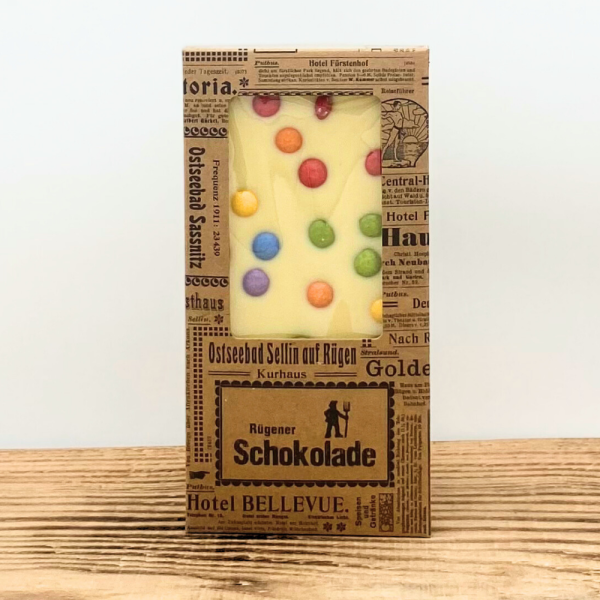 weiße Schokolade mit bunten Schokolinsen